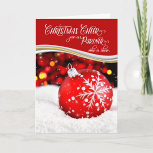 Cartes Pour Fêtes Annuelles Vie Partenaire Noël Cheer Rouge Ornement