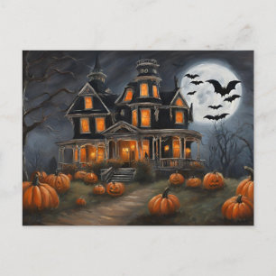 Cartes Pour Fêtes Annuelles Vieille maison d'Halloween et Citrouilles