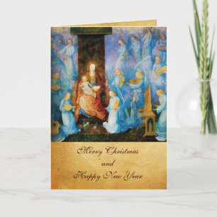 Cartes Pour Fêtes Annuelles VIERGE AVEC ENFANT -CONCERT D'ANGES, Sapphire Bleu