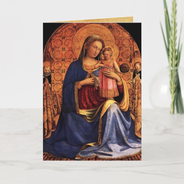 Cartes Pour Fêtes Annuelles VIERGE AVEC ENFANT ET SAINTS, Saphir Bleu (Devant)
