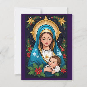 Cartes Pour Fêtes Annuelles Vierge catholique chrétienne Marie Noël