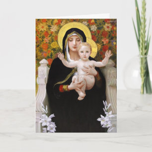 Cartes Pour Fêtes Annuelles Vierge et enfant + Liliers blancs