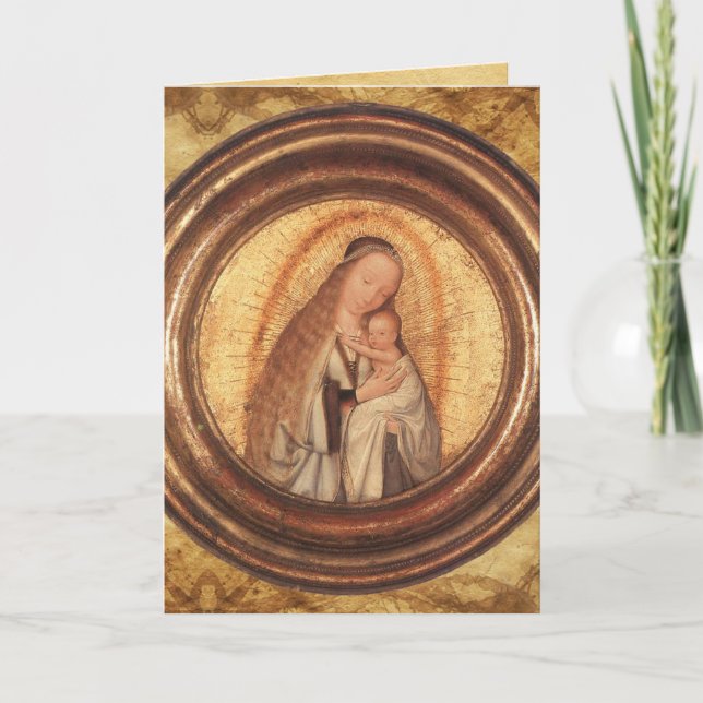 Cartes Pour Fêtes Annuelles VIERGE ET ENFANT, Parchemin (Devant)