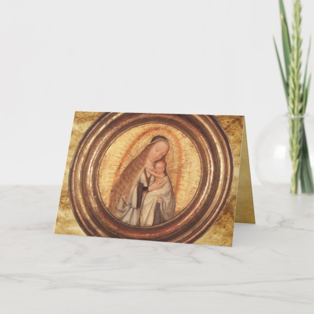 Cartes Pour Fêtes Annuelles VIERGE ET ENFANT, Parchemin (Devant)
