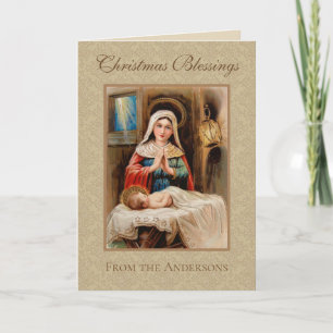 Cartes Pour Fêtes Annuelles Vierge Marie Adoration de Jésus Nativité Noël