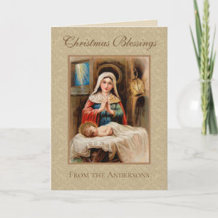 Cartes Pour Fêtes Annuelles Vierge Marie Adoration de Jésus Nativité Noël