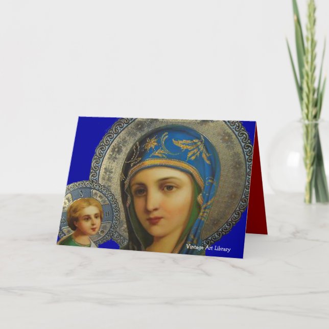Cartes Pour Fêtes Annuelles Vierge Marie et Enfant Jésus (Devant)