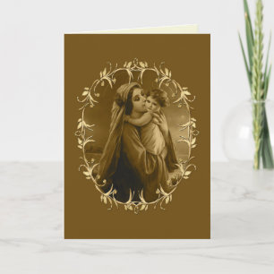 Cartes Pour Fêtes Annuelles Vierge Marie et Enfant Jésus, Abstraite frontière 