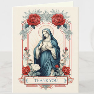 Cartes Pour Fêtes Annuelles Vierge Marie Religieux Catholique Roses
