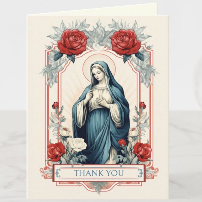 Cartes Pour Fêtes Annuelles Vierge Marie Roses religieux catholiques (Such a beautiful card for any occasion! )