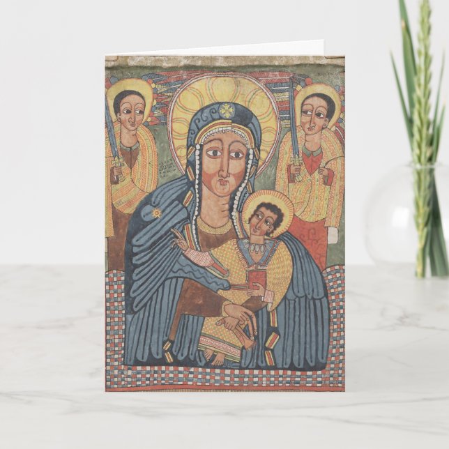 Cartes Pour Fêtes Annuelles Vierge noire et enfant, Noël éthiopien (Devant)