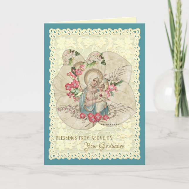 Cartes Pour Fêtes Annuelles Vierge religieuse Marie Jésus Diplôme catholique (Devant)