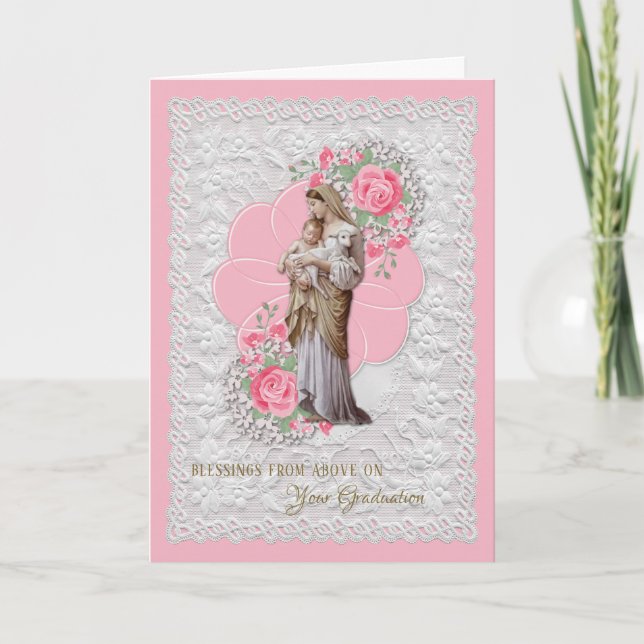 Cartes Pour Fêtes Annuelles Vierge religieuse Marie Jésus Diplôme catholique (Devant)