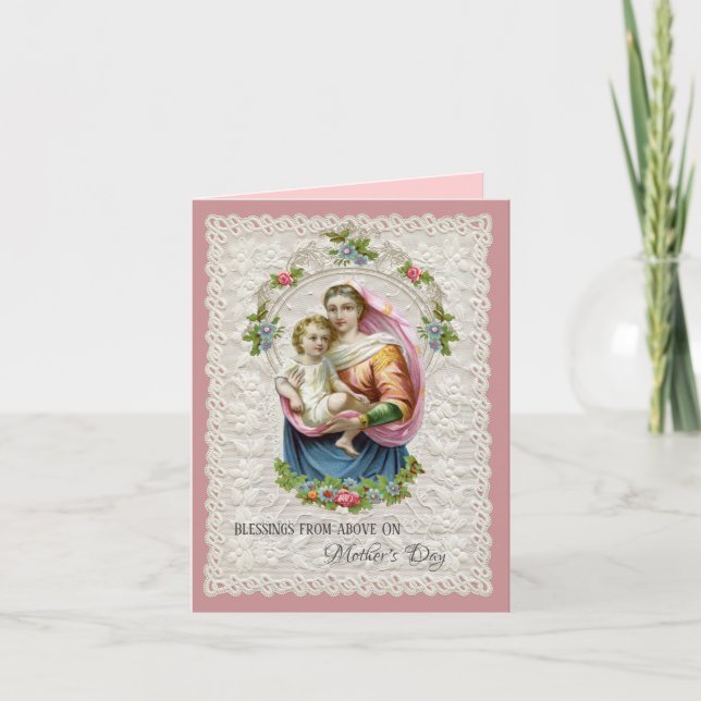 Cartes Pour Fêtes Annuelles Vierge religieuse Marie Jésus Fête des mères (Devant)