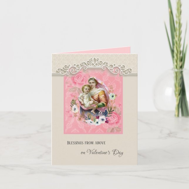 Cartes Pour Fêtes Annuelles Vierge religieuse Marie Jésus Saint-Valentin (Devant)