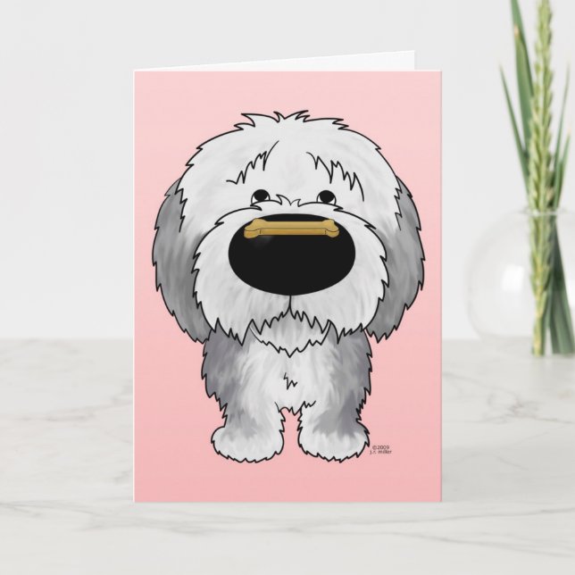 Cartes Pour Fêtes Annuelles Vieux chien de berger anglais Valentine (Devant)