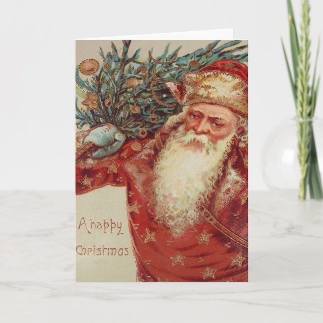 Cartes Pour Fêtes Annuelles Vieux-Monde Père Noël (Devant)