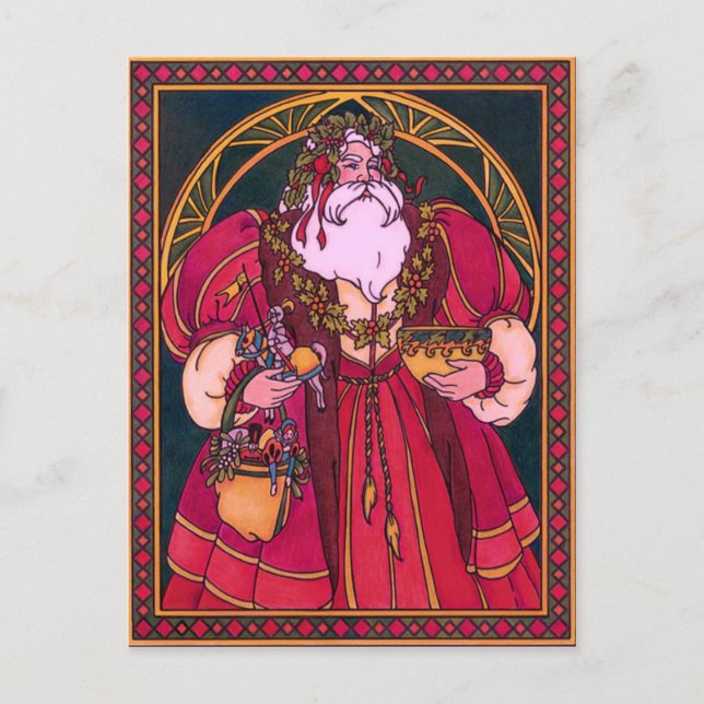 Cartes Pour Fêtes Annuelles Vieux Monde Père Noël (Devant)