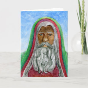 Cartes Pour Fêtes Annuelles Vieux Monde Père Noël d'Afro-américain