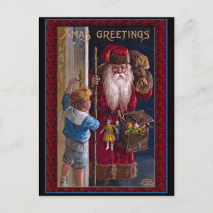Cartes Pour Fêtes Annuelles Vieux Monde Père Noël Noël Salutations