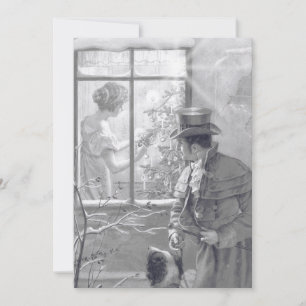 Cartes Pour Fêtes Annuelles Vieux Noël Arbre Couple Chien Fenêtre Croquis