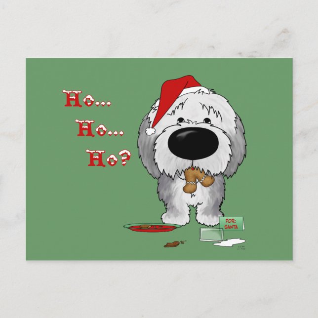 Cartes Pour Fêtes Annuelles Vieux Noël de Sheepdog (Devant)