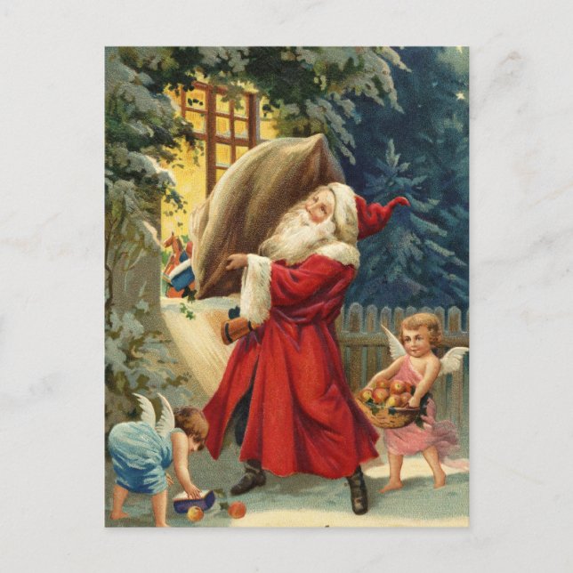 Cartes Pour Fêtes Annuelles Vieux Père Noël de mode (Devant)