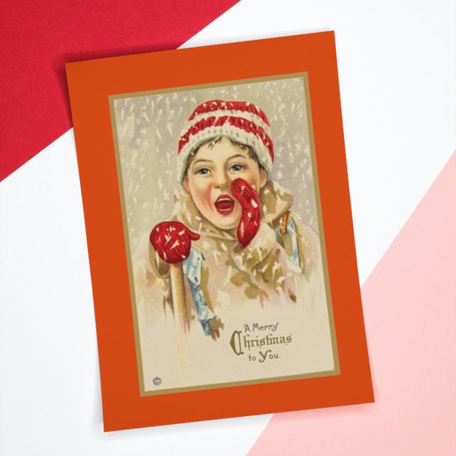 Cartes Pour Fêtes Annuelles Vieux temps vintage Thème Noël Enfant d'hiver (Créateur téléchargé)