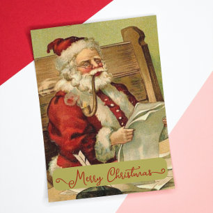 Cartes Pour Fêtes Annuelles Vieux thème Père Noël Pipe Noël saison