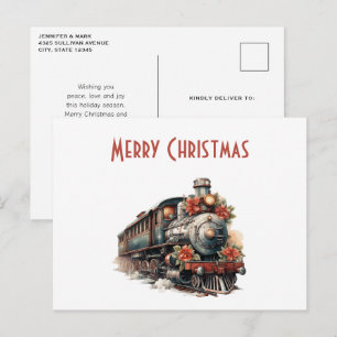 Cartes Pour Fêtes Annuelles Vieux train Rétro Noël