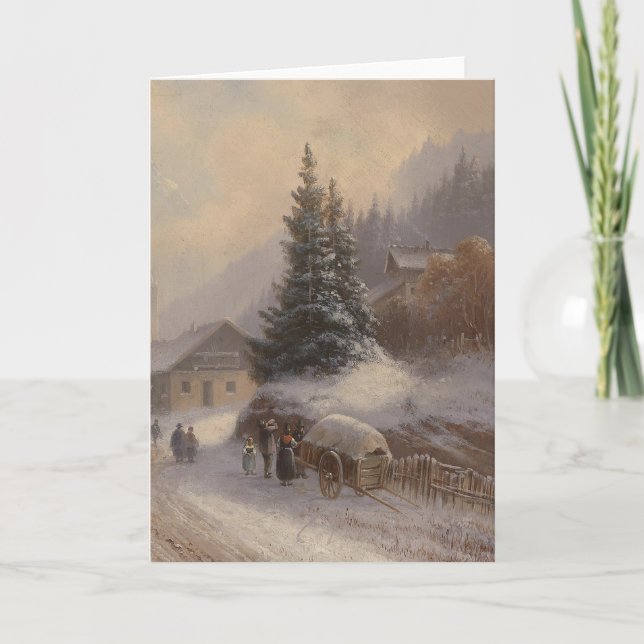 Cartes Pour Fêtes Annuelles Village allemand en hiver (Devant)