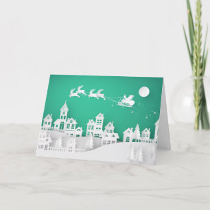 Cartes Pour Fêtes Annuelles Village de découpe de papier 3D