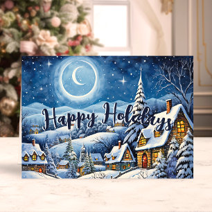 Cartes Pour Fêtes Annuelles Village de neige Moonlit Noël