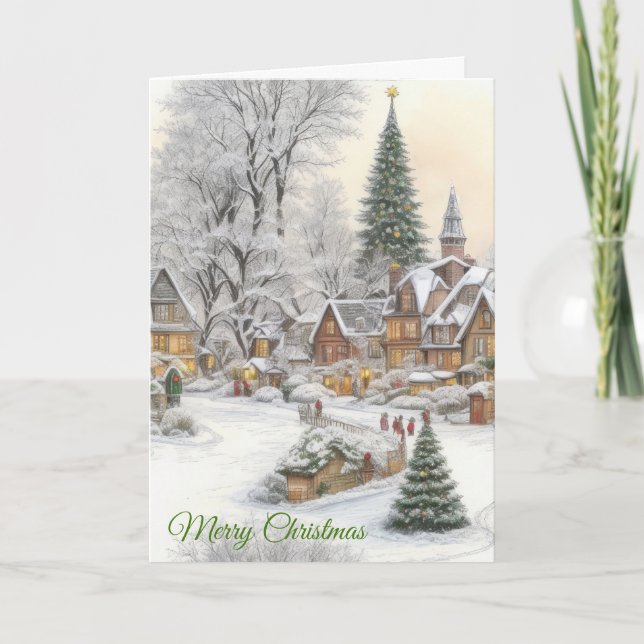 Cartes Pour Fêtes Annuelles Village de Noël (Devant)