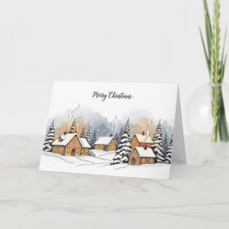 Cartes Pour Fêtes Annuelles Village de Noël enneigé et cosy Scène hivernale