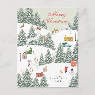 Cartes Pour Fêtes Annuelles Village de Noël Non Photo Rouge