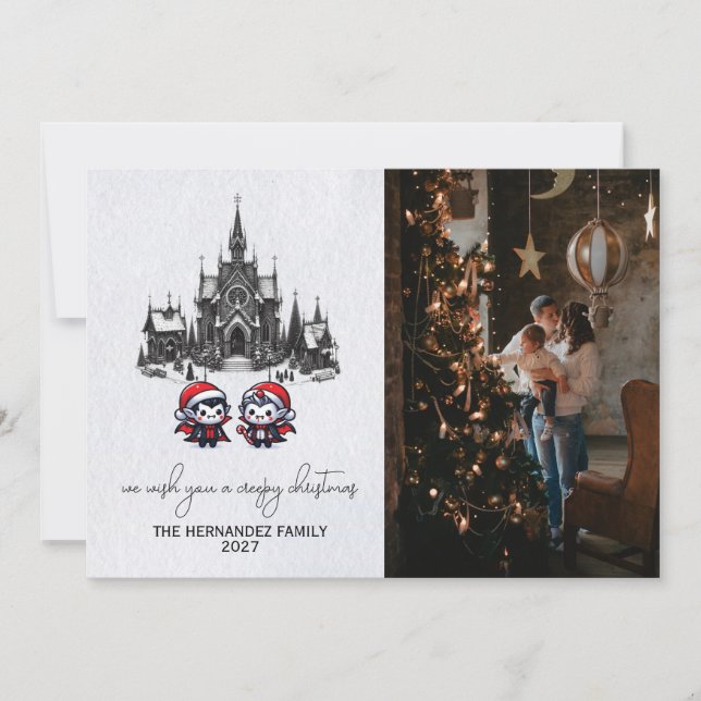 Cartes Pour Fêtes Annuelles Village de Noël Vampire (Devant)