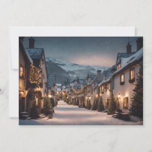 Cartes Pour Fêtes Annuelles Village de Noël vintage dans une nuit de neige
