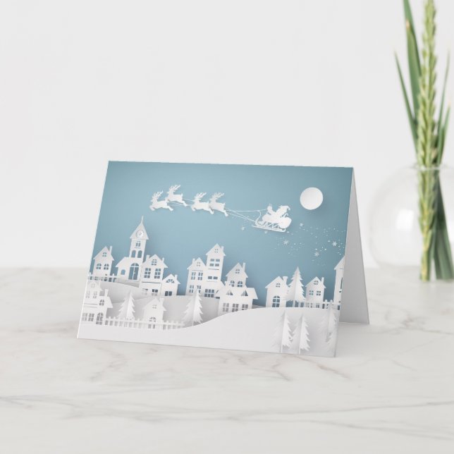Cartes Pour Fêtes Annuelles Village découpé en 3D (Devant)