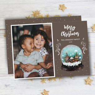 Cartes Pour Fêtes Annuelles Village d'hiver boule de neige Photo Joyeux Noël