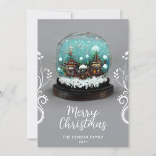 Cartes Pour Fêtes Annuelles Village d'hiver boule de neige Plante grimpante No