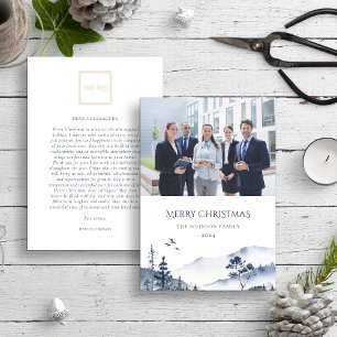 Cartes Pour Fêtes Annuelles Village d'hiver de Noël Logo bleu Photo Business