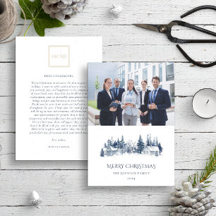 Cartes Pour Fêtes Annuelles Village d'hiver de Noël Logo bleu Photo Business