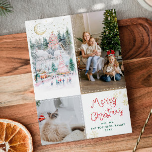 Cartes Pour Fêtes Annuelles Village d'hiver Whimsical Joyeux Noël 2 Photo