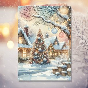 Cartes Pour Fêtes Annuelles Village folklorique Whimsical Noël personnalisé