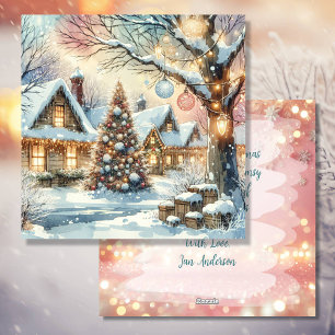 Cartes Pour Fêtes Annuelles Village folklorique Whimsical Noël personnalisé