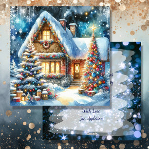 Cartes Pour Fêtes Annuelles Village folklorique Whimsical Noël personnalisé
