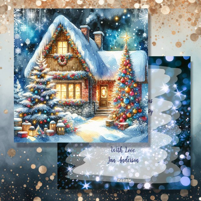 Cartes Pour Fêtes Annuelles Village folklorique Whimsical Noël personnalisé (Créateur téléchargé)