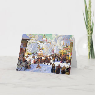 Cartes Pour Fêtes Annuelles Village russe en hiver