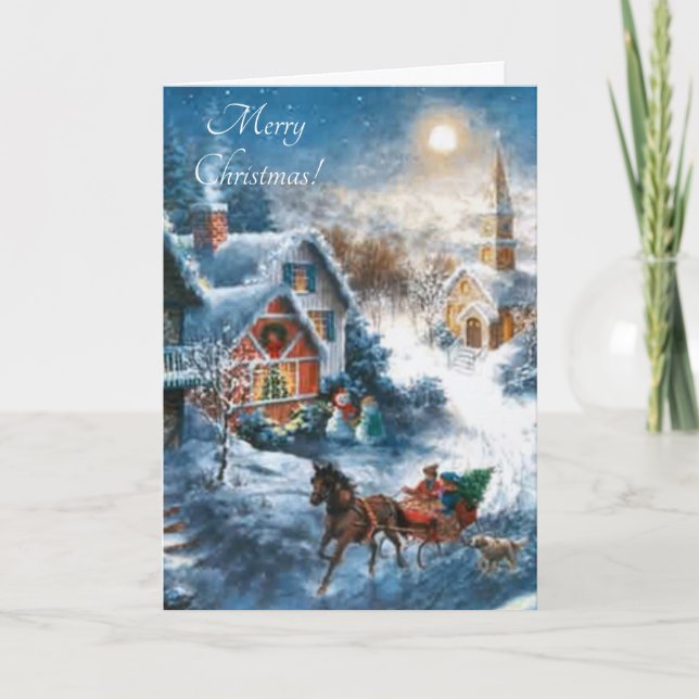 Cartes Pour Fêtes Annuelles Village victorien Joyeux Noël (Devant)